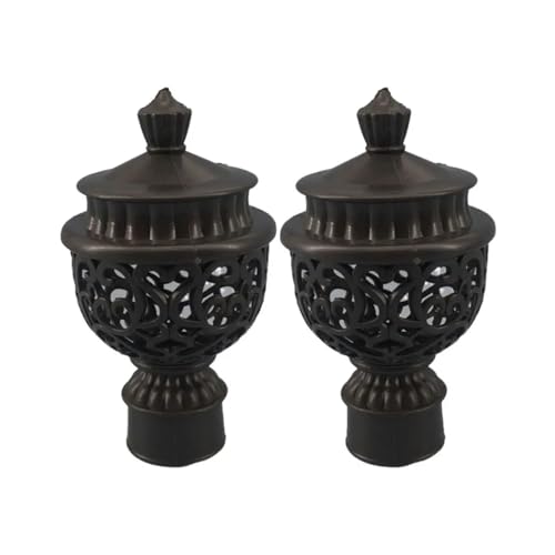 TXLEAPEY 2 Stücke Durable Aushöhlen Dekorative Gardinenstange Kappe Kopf Gardinenschiene Enden Vorhang Zubehör(Black) von TXLEAPEY