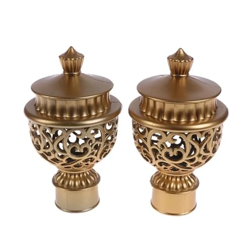 TXLEAPEY 2 Stücke Durable Aushöhlen Dekorative Gardinenstange Kappe Kopf Gardinenschiene Enden Vorhang Zubehör(Gold) von TXLEAPEY