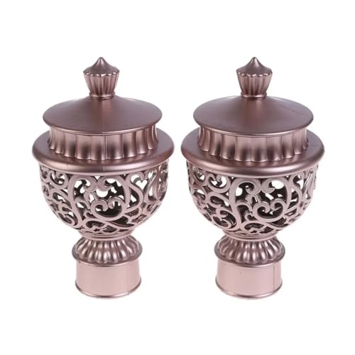 TXLEAPEY 2 Stücke Durable Aushöhlen Dekorative Gardinenstange Kappe Kopf Gardinenschiene Enden Vorhang Zubehör(Rose Gold) von TXLEAPEY