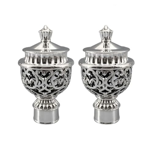 TXLEAPEY 2 Stücke Durable Aushöhlen Dekorative Gardinenstange Kappe Kopf Gardinenschiene Enden Vorhang Zubehör(Silver) von TXLEAPEY