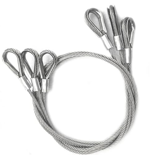 TXLEAPEY 2PCS 2/3/4/5mm PVC-beschichtete Kabel mit Ring Aluminium Hülse Drücken Multi funktionale Sicherheit Seile Edelstahl Draht Slings(2mm Thick,5M X2PCS) von TXLEAPEY
