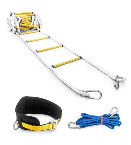 TXLEAPEY 32FT Notfeuerleiter, beständiges Sicherheitsseil, Fluchtleiter mit Karabiner-Sicherheitsschnur, Sicherheitsgurt for schnellen Einsatz im Brandfall TXLEAPEY 32FT Notfeuerleiter, beständiges Sicherheitsseil, Fluchtleiter mit Karabiner-Sicherheitsschnur, Sicherheitsgurt for schnellen Einsatz im Brandfall von TXLEAPEY