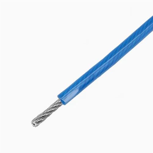 TXLEAPEY 5M-10M PVC-Kunststoffbeschichtetes Edelstahl-304-Drahtseilkabel(Blue,5M_1.5MM After Coating) von TXLEAPEY
