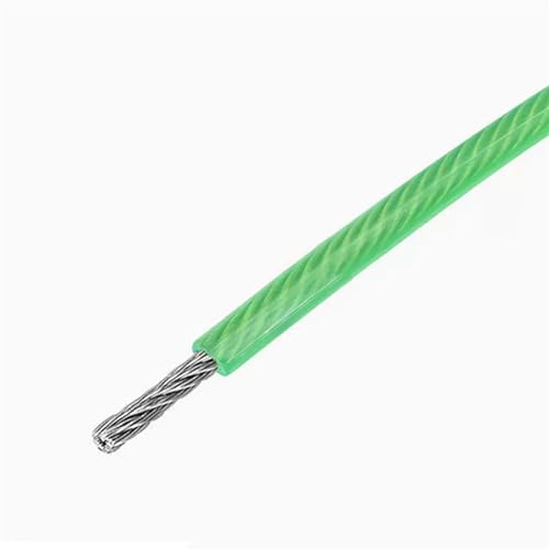 TXLEAPEY 5M-10M PVC-Kunststoffbeschichtetes Edelstahl-304-Drahtseilkabel(Fluorescent Green,5M_3MM After Coating) von TXLEAPEY