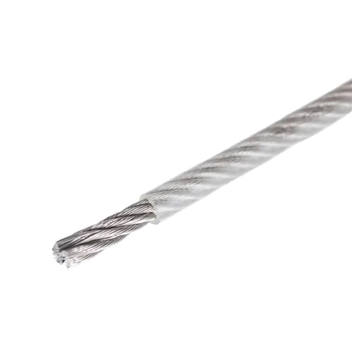 TXLEAPEY 5M-10M PVC-Kunststoffbeschichtetes Edelstahl-304-Drahtseilkabel(Transparent,10M_1.5MM After Coating) von TXLEAPEY