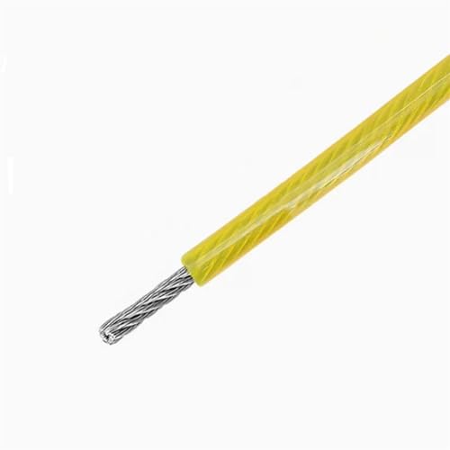 TXLEAPEY 5M-10M PVC-Kunststoffbeschichtetes Edelstahl-304-Drahtseilkabel(Yellow,5M_1.5MM After Coating) von TXLEAPEY