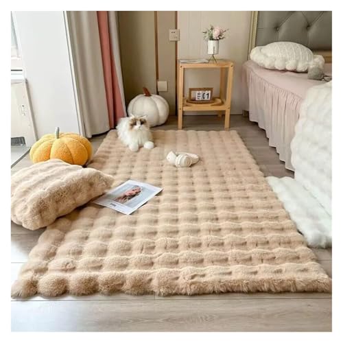 TXLEAPEY Blase Plüsch Teppich for Home Decor Balkon Kissen Kinder Wohnzimmer Flauschigen Mädchen Schlafzimmer Fuß Matte(Camel,45x45cm 17.7x17.7in) von TXLEAPEY