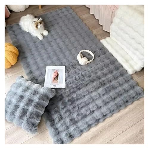 TXLEAPEY Blase Plüsch Teppich for Home Decor Balkon Kissen Kinder Wohnzimmer Flauschigen Mädchen Schlafzimmer Fuß Matte(Gray,80x200cm 31.5x78in) von TXLEAPEY
