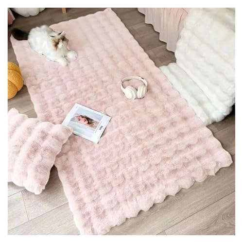TXLEAPEY Blase Plüsch Teppich for Home Decor Balkon Kissen Kinder Wohnzimmer Flauschigen Mädchen Schlafzimmer Fuß Matte(Light Pink,80x180cm 31.5x70in) von TXLEAPEY