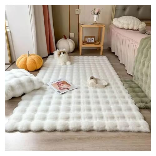 TXLEAPEY Blase Plüsch Teppich for Home Decor Balkon Kissen Kinder Wohnzimmer Flauschigen Mädchen Schlafzimmer Fuß Matte(White,60X180cm(23.6x70in)) von TXLEAPEY