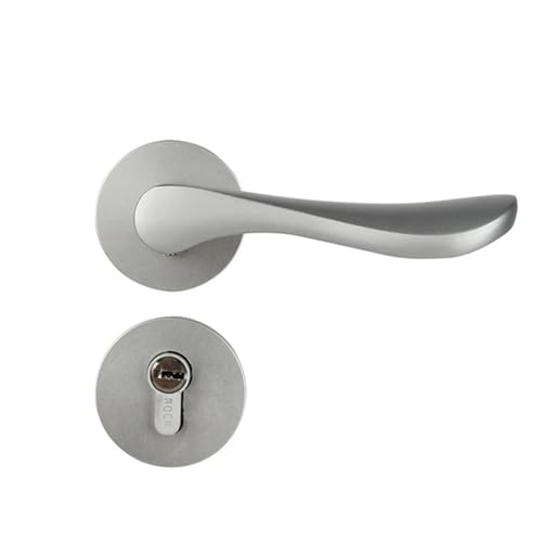 TXLEAPEY Europäischen Stil Türgriff Schloss Aluminium Legierung Moderne Innen Schlafzimmer schloss Diebstahlsichere Hause Zimmer Sicherheit Türschlösser(A silver) von TXLEAPEY