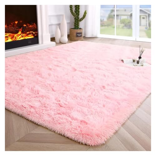 TXLEAPEY Flauschige Teppiche for Schlafzimmer, for Wohnzimmer, Weicher Kinderteppich, rutschfeste for Hartholzböden, Raumdekoration(Pink,122x183cm 4x6ft) von TXLEAPEY