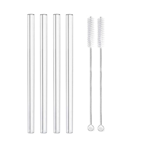 TXLEAPEY Glasstrohhalme 12mm Wiederverwendbare Glasstrohhalme Trinkhalme for Smoothie Boba Strohhalme Bubble Tea Milchshakes Bar Drinkware FüR Cocktails, Smoothie Und SäFte(Transparent Straight) von TXLEAPEY