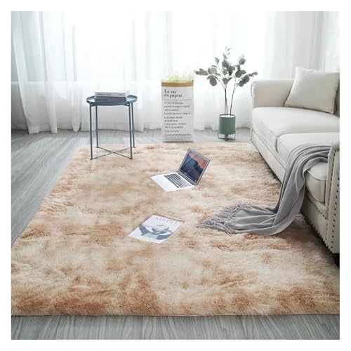 TXLEAPEY Große Teppiche for modernes Wohnzimmer, Langhaar-Lounge-Teppich im Schlafzimmer, pelzige Dekoration, Flauschige Boden-Nachttischmatten(Camel,80x120cm) von TXLEAPEY