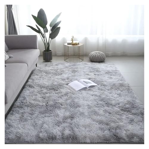 TXLEAPEY Große Teppiche for modernes Wohnzimmer, Langhaar-Lounge-Teppich im Schlafzimmer, pelzige Dekoration, Flauschige Boden-Nachttischmatten(Grey-01,80x200cm) von TXLEAPEY