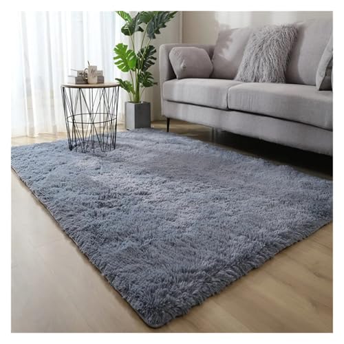TXLEAPEY Große Teppiche for modernes Wohnzimmer, Langhaar-Lounge-Teppich im Schlafzimmer, pelzige Dekoration, Flauschige Boden-Nachttischmatten(Grey-03,100x160cm) von TXLEAPEY