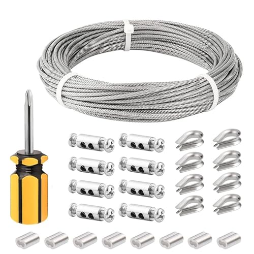 TXLEAPEY Kabelsatz 20 m/3 mm Edelstahl-Drahtseil mit PVC-Beschichtung for Kletterpflanzen, Gartendrahtbalustrade TXLEAPEY Kabelsatz 20 m/3 mm Edelstahl-Drahtseil mit PVC-Beschichtung for Kletterpflanzen, Gartendrahtbalustrade von TXLEAPEY