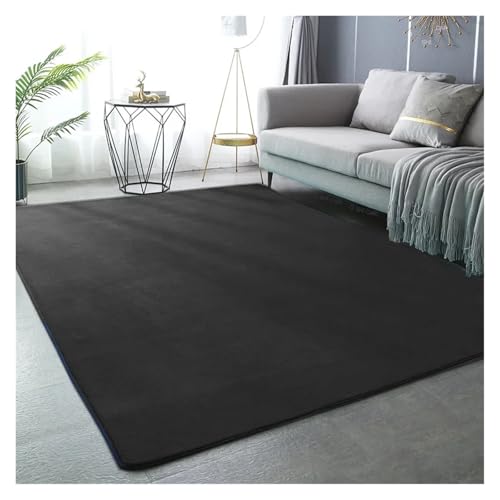 TXLEAPEY Korallensamt-Teppiche for Moderne Wohnzimmerdekoration, Dicker, kurzer Plüsch-Teppich, Kinderschlafzimmer-Spielkriechmatte, Balkonkissen(Black,60x160cm 23.6x63in) von TXLEAPEY