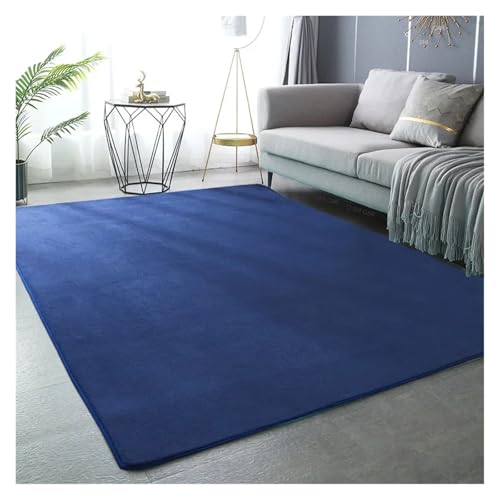TXLEAPEY Korallensamt-Teppiche for Moderne Wohnzimmerdekoration, Dicker, kurzer Plüsch-Teppich, Kinderschlafzimmer-Spielkriechmatte, Balkonkissen(Deep Blue,160x230cm 63x90in) von TXLEAPEY