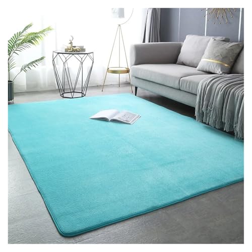 TXLEAPEY Korallensamt-Teppiche for Moderne Wohnzimmerdekoration, Dicker, kurzer Plüsch-Teppich, Kinderschlafzimmer-Spielkriechmatte, Balkonkissen(Light Blue,100x160cm 39x63in) von TXLEAPEY