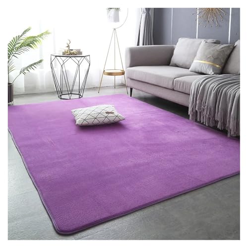 TXLEAPEY Korallensamt-Teppiche for Moderne Wohnzimmerdekoration, Dicker, kurzer Plüsch-Teppich, Kinderschlafzimmer-Spielkriechmatte, Balkonkissen(Purple,120x160cm 47x63in) von TXLEAPEY