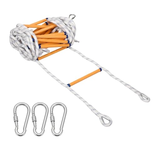 TXLEAPEY Leiter Sicherheitsseil Fluchtleiter mit Karabiner Lebensrettende Klettern Home Engineering Rettungsseil Leiter Notfall Feuer(10 M) von TXLEAPEY