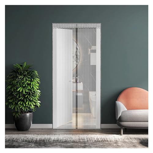 TXLEAPEY Magic Mesh Instant Screen Tür Magnetvorhang Net Magnete Tür Bildschirm(Grey,120 x 210cm) von TXLEAPEY