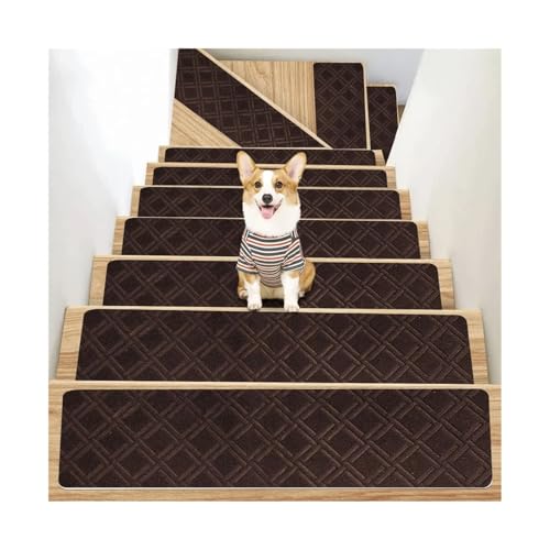 TXLEAPEY Mode 76X20cm Treppenmatte rutschfeste Selbstklebende Treppenstufen-Teppichmatte Weiche Streifen-Sicherheits-Fußmatte Wohnkultur(B Brown) von TXLEAPEY