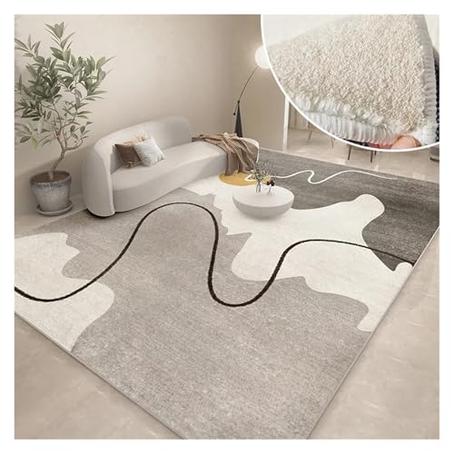 TXLEAPEY Moderne Teppiche for Wohnzimmer, abstrakte große Fläche, Plüschteppiche, Schlafzimmerdekoration, Nachttischteppich, graue verdickte Bodenmatte, Lounge-Teppich(Green,100x160cm) von TXLEAPEY