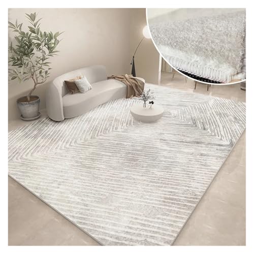 TXLEAPEY Moderne Teppiche for Wohnzimmer, abstrakte große Fläche, Plüschteppiche, Schlafzimmerdekoration, Nachttischteppich, graue verdickte Bodenmatte, Lounge-Teppich(Purple,140x200cm) von TXLEAPEY