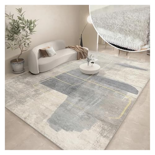 TXLEAPEY Moderne Teppiche for Wohnzimmer, abstrakte große Fläche, Plüschteppiche, Schlafzimmerdekoration, Nachttischteppich, graue verdickte Bodenmatte, Lounge-Teppich(Purple2,100x160cm) von TXLEAPEY
