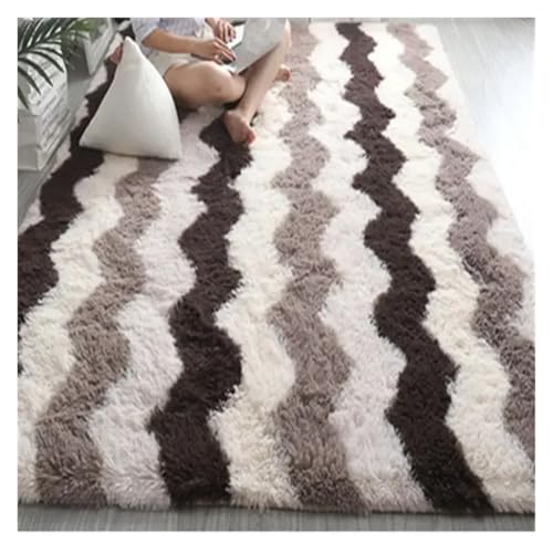 TXLEAPEY Nachttisch Plüsch Teppich Boden Wohnzimmer Couchtisch Schlafzimmer Home Matte Dekoration(Big Waves,100x200cm) von TXLEAPEY