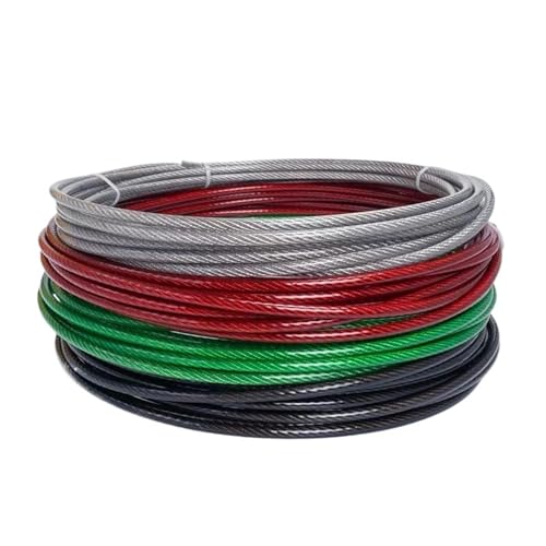 TXLEAPEY PVC-Kunststoffbeschichtetes Drahtseilkabel aus Edelstahl 304 mit einem Durchmesser von 1 bis 6 mm nach der Beschichtung(Red,5M_3MM After Coating) von TXLEAPEY