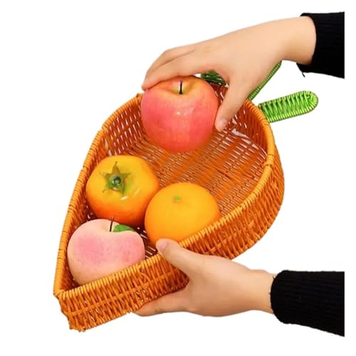 TXLEAPEY Rattan-geflochtener Korb, Karottenform, handgewebter Aufbewahrungskorb aus Weide, dekorative Obst-/Süßigkeitenschale, Serviertablett(L) von TXLEAPEY