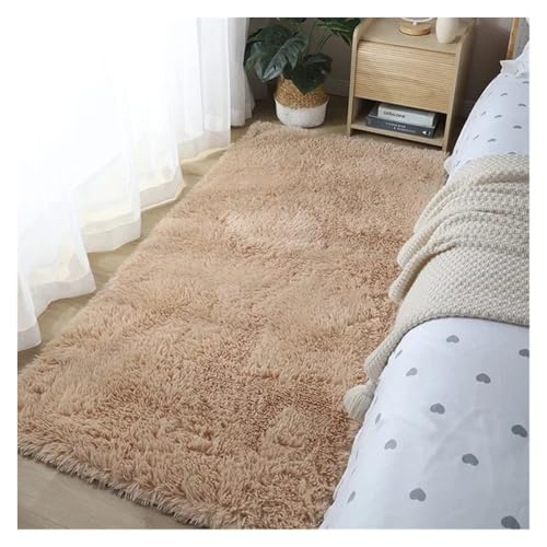 TXLEAPEY Schlafzimmer Teppich Flauschige Teppiche for Wohnzimmer Große Nachttisch Kinder Spiel Matte Weiche Wohnkultur Balkon Shaggy Decke(Camel,120x160cm I 47x62in) von TXLEAPEY