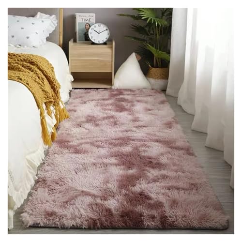 TXLEAPEY Schlafzimmer Teppich Flauschige Teppiche for Wohnzimmer Große Nachttisch Kinder Spiel Matte Weiche Wohnkultur Balkon Shaggy Decke(Deep pink tie Dyeing,100x200cm I 39x78in) von TXLEAPEY
