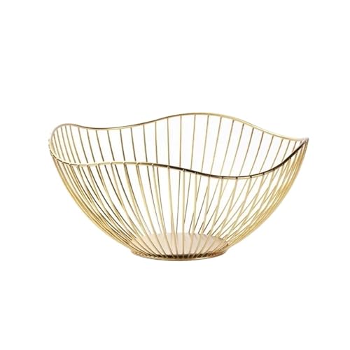 TXLEAPEY Schlichter, moderner Obstkorb aus Eisen, Obstbehälter, Schüssel, kreative Snacks, Brotaufbewahrung, Abflusskorb, Tisch, , Präsentationstablett(A gold) von TXLEAPEY
