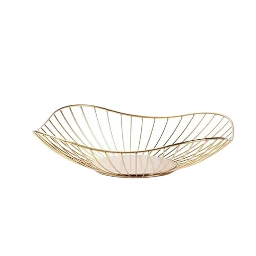 TXLEAPEY Schlichter, moderner Obstkorb aus Eisen, Obstbehälter, Schüssel, kreative Snacks, Brotaufbewahrung, Abflusskorb, Tisch, , Präsentationstablett(B gold) von TXLEAPEY