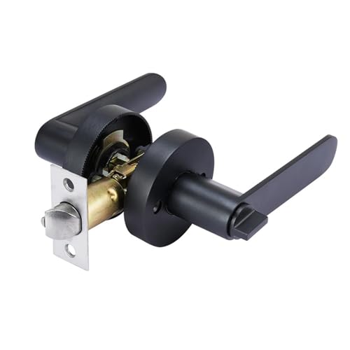 TXLEAPEY Silent Room Türschloss, rundes, Innentürgriffschloss mit Schloss, Kernriegel Schlüssel, Griffschloss aus Aluminiumlegierung(Black) von TXLEAPEY