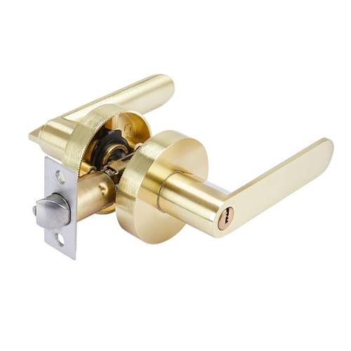 TXLEAPEY Silent Room Türschloss, rundes, Innentürgriffschloss mit Schloss, Kernriegel Schlüssel, Griffschloss aus Aluminiumlegierung(Gold) von TXLEAPEY
