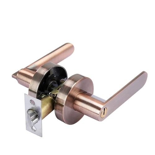 TXLEAPEY Silent Room Türschloss, rundes, Innentürgriffschloss mit Schloss, Kernriegel Schlüssel, Griffschloss aus Aluminiumlegierung(Red Bronze) von TXLEAPEY