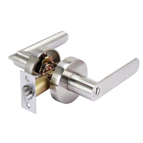 TXLEAPEY Silent Room Türschloss, rundes, Innentürgriffschloss mit Schloss, Kernriegel Schlüssel, Griffschloss aus Aluminiumlegierung(Silver) von TXLEAPEY