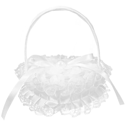 TXLEAPEY Spitze Ring Kissen Hochzeit Ringe Kissen for Halter Dekorieren Mit Griff Satin Engagement Braut von TXLEAPEY