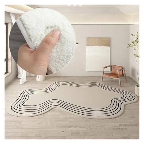 TXLEAPEY Teppiche, Wohnzimmerteppich, großer Bereich, weicher, Flauschiger Teppich, Heimdekoration, weiße Fußmatten, Schlafzimmer-Nachttischmatte, Shaggy(MX1857-YD,80x160cm) von TXLEAPEY