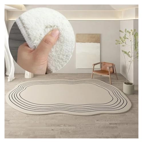 TXLEAPEY Teppiche, Wohnzimmerteppich, großer Bereich, weicher, Flauschiger Teppich, Heimdekoration, weiße Fußmatten, Schlafzimmer-Nachttischmatte, Shaggy(MX1858-YD,60x90cm) von TXLEAPEY