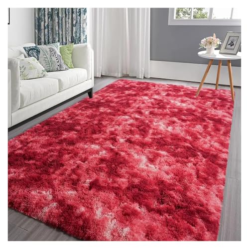 TXLEAPEY Teppiche for Schlafzimmer, Batik-Grau, Flauschiger Teppich for Wohnzimmer, weicher, pelziger, zotteliger Nachttischteppich for Kinder, Baby-Innenraum-Bodenmatte(Dark Red,40x60cm 16x24in) von TXLEAPEY