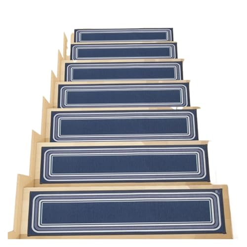 TXLEAPEY Treppenstufenteppich for den Innenbereich, rutschfeste Bodenmatte mit wiederverwendbarer Selbstklebender Sicherheits-Trittmatte for Schutz des Teppichs(Dark Blue,7PCS) von TXLEAPEY