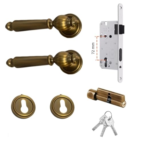 TXLEAPEY Türschloss-Griffhebel for Zuhause, Haus, Innenbereich, Schlafzimmer, Badezimmer, Türschloss-Set, Zimmergriff-Hebel-Set(YB-72mm-Full-Set) von TXLEAPEY