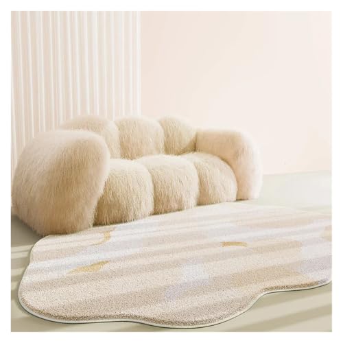 TXLEAPEY Unregelmäßige Form Nacht Plüsch Teppich Flauschig Weichen Schlafzimmer Dekor Teppiche for Wohnzimmer Hause Dicke Anti-rutsch-Matte(Color-C,400mm x 800mm) von TXLEAPEY