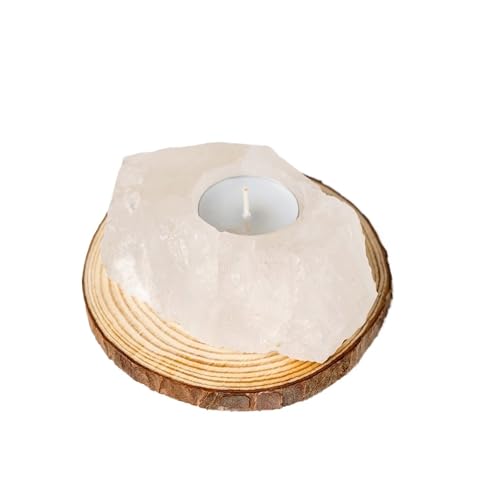 TXLEAPEY Unregelmäßiger Rosenquarz-Kerzenständer, klarer Quarz, rauchfreie Kerze, Heimdekoration(White) von TXLEAPEY